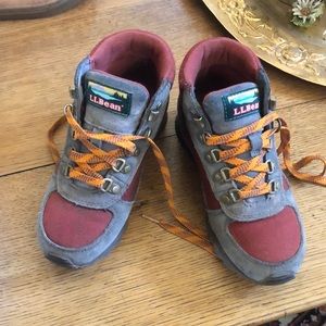 L.L. Bean Kid's Youth Gray & Red Hiking Boots Lace Up Size Kid's 2